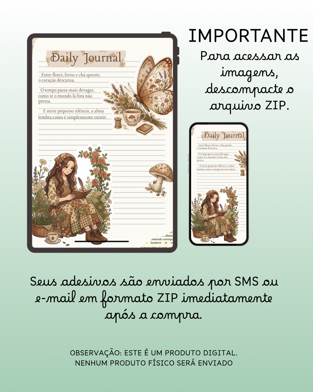 110 Stickers Digitais Cottagecore – Pack Cozy para Planners e Journaling
