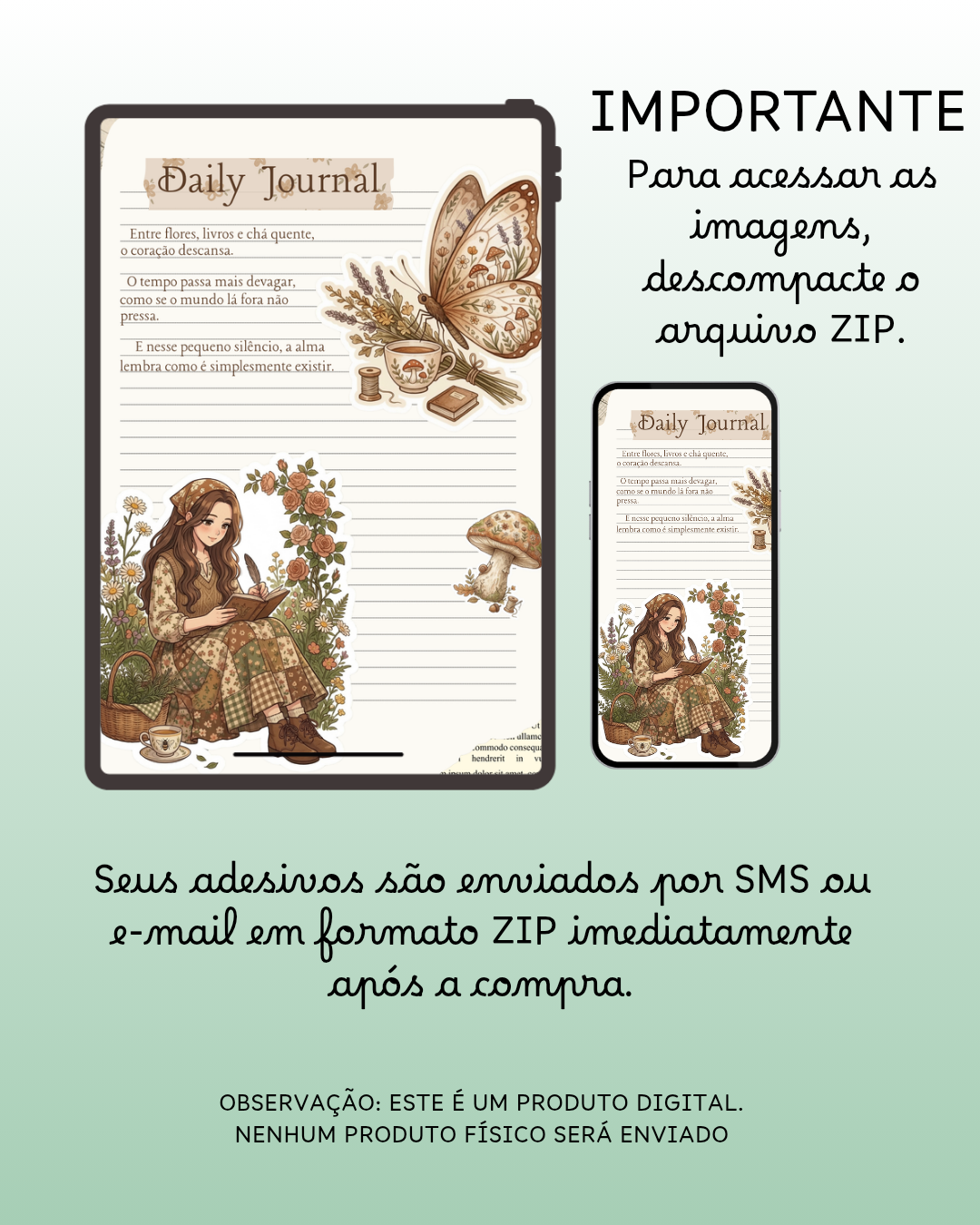 110 Stickers Digitais Cottagecore – Pack Cozy para Planners e Journaling