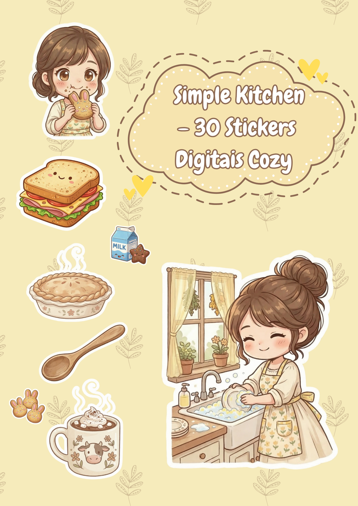 Simple Kitchen – 30 Stickers Digitais Cozy