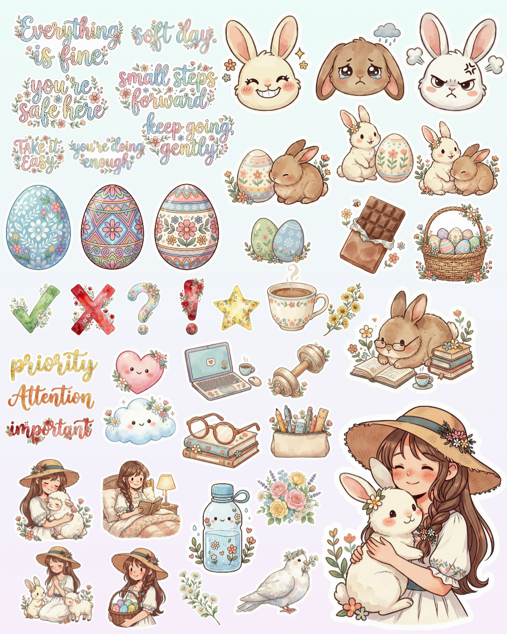 Kit Páscoa! Planilha Cozy + 45 Sticker Digitais ✨