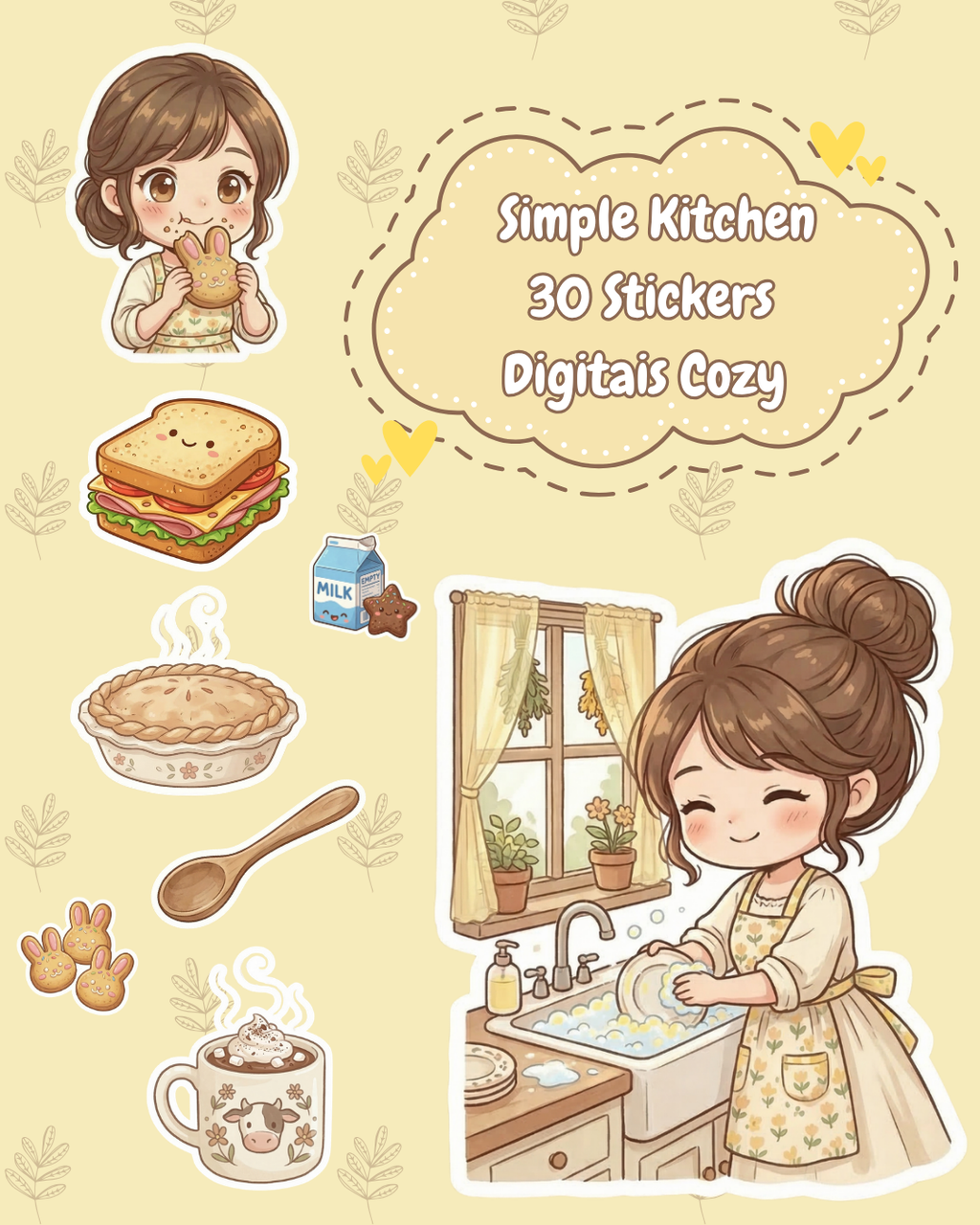 Simple Kitchen – 30 Stickers Digitais Cozy